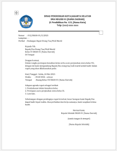 Cara Membuat Surat Undangan Rapat Orang Tua Siswa/Wali + Contoh Lengkap