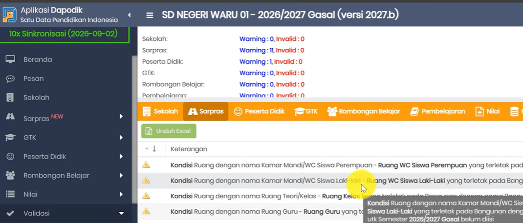 Cara Mengatasi Warning Kondisi Ruang Belum Diisi di Dapodik 2027 via SP Datadik dan Syarat Berkasnya