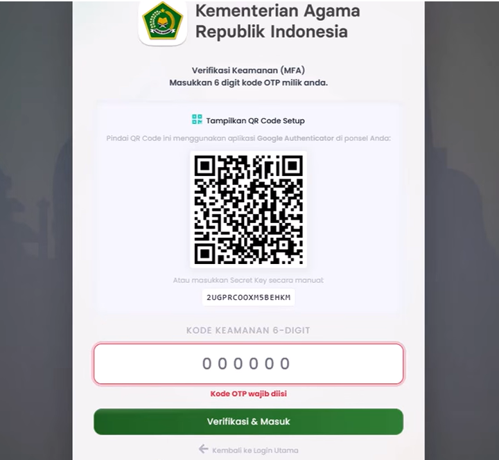 Cara Mengaktifkan Kode OTP MFA di Simpeg 5 Kemenag 2026 Tanpa Reset Password