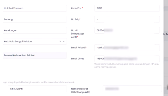 Cara Update Kontak WA dan Email di Simpeg 5 Kemenag untuk Persiapan OTP MFA 2026