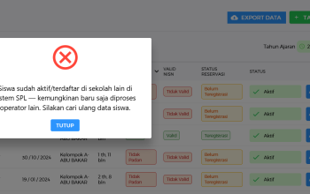 Cara Mengatasi Notifikasi Siswa Terdaftar di Sekolah Lain pada EMIS 4.0 Saat Reservasi Verval Pd